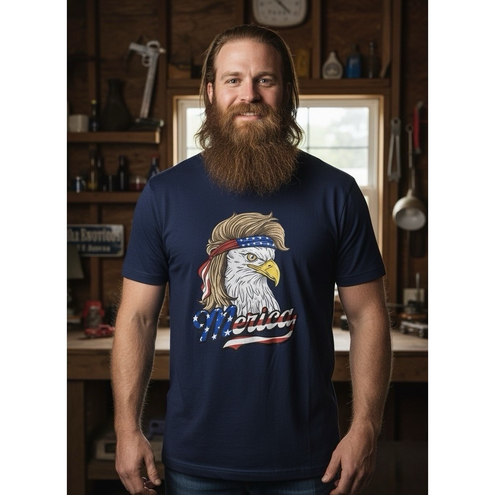 Men's Bella Canvas Custom‎ america eagle  Printed T Shirt Size Large